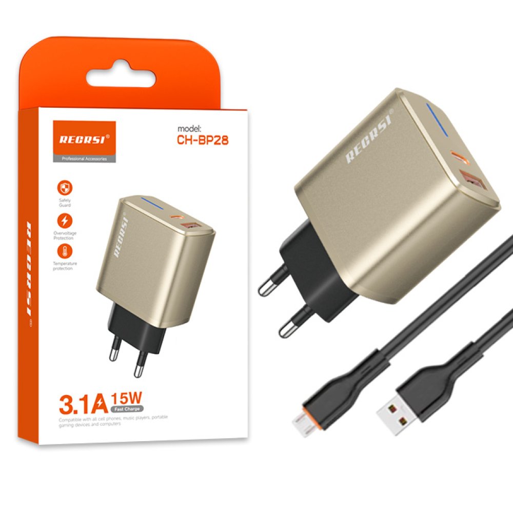 Original Recrsi 2Pin Micro Charger available at Urbantech.pk in Pakistan
