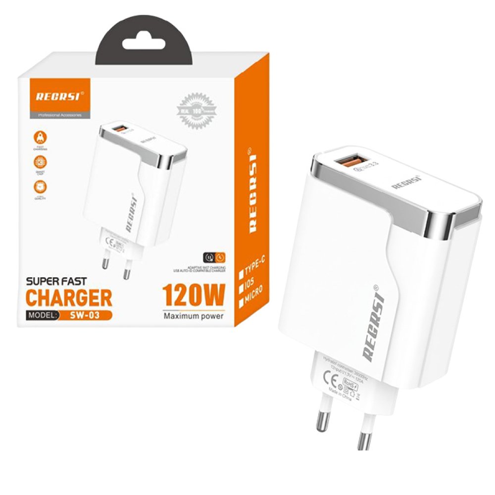 Original Recrsi 120W 2Pin Charger available at Urbantech.pk in Pakistan